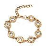 304 Stainless Steel Crystal Rhinestone Flat Round Link Chain Bracelets SA-CBAF6AD-10G-4