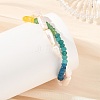 Dyed Faceted Rondelle Chakra Natural Malaysia Jade & Baroque Keshi Pearl Biwa Stick Beaded 2-strand Bracelets for Women BJEW-JB14449-2