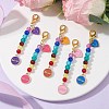 Mother's Day Flat Round with Word Mom & Heart Alloy Enamel Pendant Decorations HJEW-JM01510-2
