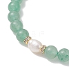3Pcs Natural Moss Agate & Green Aventurine & Unakite Round Beads Stretch Bracelets for Women BJEW-JB13056-5