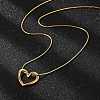 Ion Plating(IP) 304 Stainless Steel Hollow Heart Pendant Necklace with Round Snake Chains NJEW-M202-05G-3