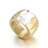 304 Stainless Steel & Glass Finger Rings FS-WGBA2F3-05-1