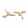 Rack Plating Brass Pave Clear Cubic Zirconia with Plastic Imitation Pearl Connector Charms KK-G456-02G-2