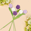 6Pcs 3 Colors Polyester Knitting Artificial Tulip Flower AJEW-CY0001-18-6