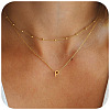 Bohemian Style Stainless Steel Double Layer Initial Pendant Necklaces FS-WGDC616-14-1