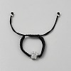 Paw Print Stainless Steel Bead Link Bracelets BJEW-WH0016-95P-1