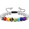 Adjustable Handstring Chakra Round Natural Howlite Yoga Braided Bead Bracelets for Women Men LN5324-3-1
