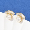 Fan Brass Micro Pave Clear Cubic Zirconia Clip-on Earrings EJEW-H154-12G-2