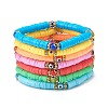 7Pcs 7 Colors Handmade Polymer Clay Heishi Beads Stretch Bracelets Set BJEW-JB07515-1