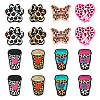 16Pcs 8 Styles Leopard Print Pattern Silicone Focal Beads SIL-TA0002-69-2