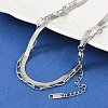 Non-Tarnish 304 Stainless Steel Paperclip & Herringbone Chains Double Layer Necklace for Men Women NJEW-E046-01P-3