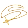 Christian Upside Down Cross & Star Alloy Pendant Pendant Twisted Chain Necklaces for Women LS-NJEW-NH0001-03G-4