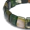 Natural Indian Agate Rectangle Beaded Stretch Bracelet BJEW-E379-01C-3