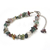 Natural Indian Agate Chip Beads Anklets AJEW-AN00229-06-1