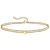 Summer Beach 201 Stainless Steel Cable Chain Heart Link Double Layer Anklets for Women FS-WG8E132-06-1