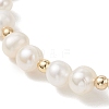 Natural Cultured Freshwater Pearl & Brass Beaded Bangles for Women BJEW-JB13342-3