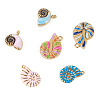 6Pcs 6 Styles 304 Stainless Steel Enamel Pendants STAS-TA0006-54-2