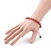 Natural Carnelian(Dyed & Heated) & Lava Rock Braided Bead Bracelet BJEW-TA00188-02-4