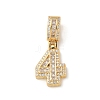Brass Clear Cubic Zirconia European Dangle Charms LS-KK-R003-01G-04-2
