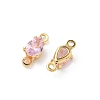 Brass Pave Cubic Zirconia Connector Charms KK-Z136-46G-01-2