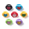 3D Resin Heart Finger Ring RJEW-JR00538-04-1