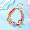 Opaque Solid Color Glass & Acrylic Multi-strand Bracelets BJEW-JB12973-1