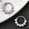 Flat Round 316 Surgical Stainless Steel Clear Cubic Zirconia Hoop Earrings EJEW-G416-21P-1