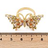 Butterfly Brass Micro Pave Colorful Cubic Zirconia Finger Rings for Women RJEW-G343-30G-01-5