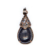 Retro Hollow Natural Blue Goldstone  Pendants PW-WGBA09F-22-1