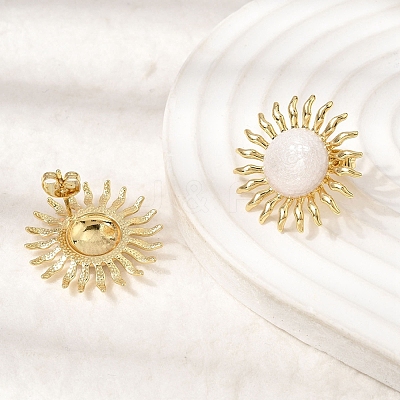 Sun Brass Stud Earrings EJEW-D352-02G-03-1