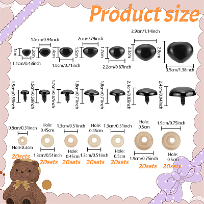 140 Sets 7 Styles Plastic Craft Noses for Doll Making KY-GO0001-07-1