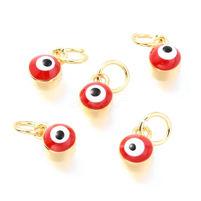 Brass Enamel Pendants KK-Y001-02B-04G-1