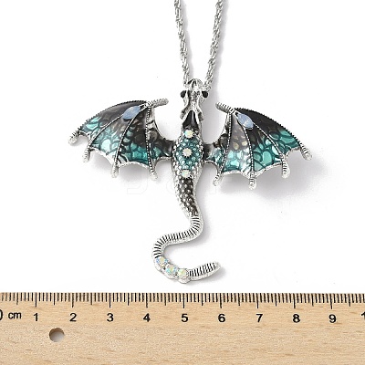 Alloy Enamel Dragon Pendant Necklaces LS-NJEW-V005-01AS-01-1