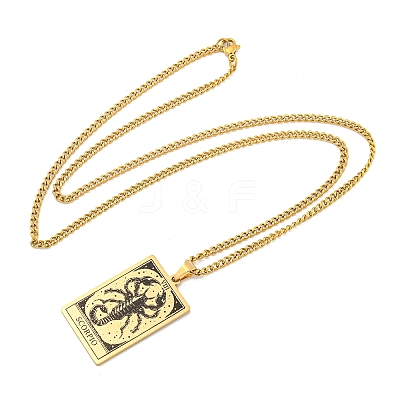 304 Stainless Steel Tarot Pendant Necklaces NJEW-A026-01G-08-1