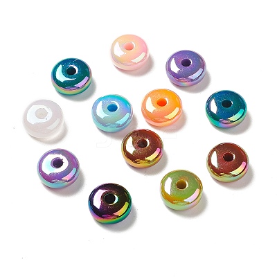 UV Plating Opaque Rainbow Iridescent Acrylic Beads PACR-D069-03-1