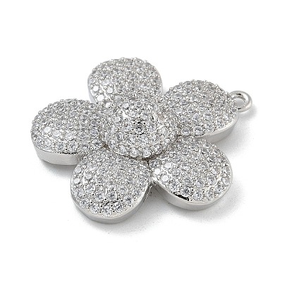 Rack Plating Brass Micro Pave Clear Cubic Zirconia Pendants KK-G515-63P-01-1