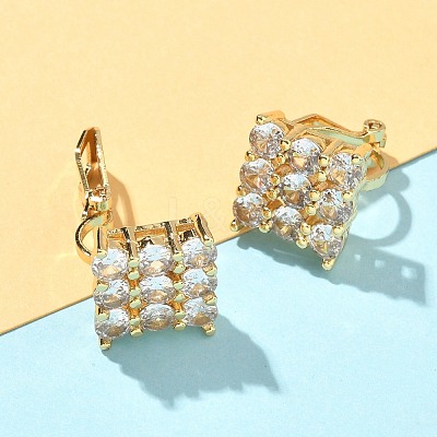 Brass Micro Pave Clear Cubic Zirconia Clip-on Earrings EJEW-A132-02C-G-1