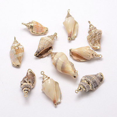 Golden Electroplated Conch Shell Pendants X-BSHE-M016-02-1