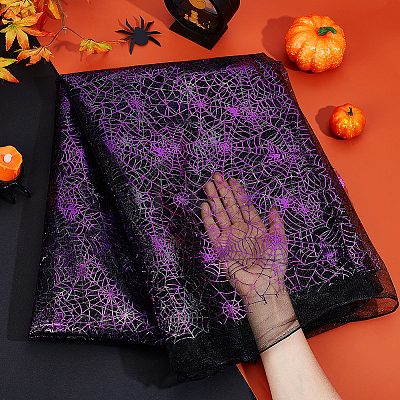 Halloween Theme Polyester Mesh Fabric DIY-WH0661-37B-1
