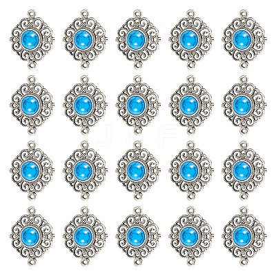 Tibetan Style Alloy with Resin Imitation Turquoise Connector Charms FIND-TAC0035-47AS-07-1