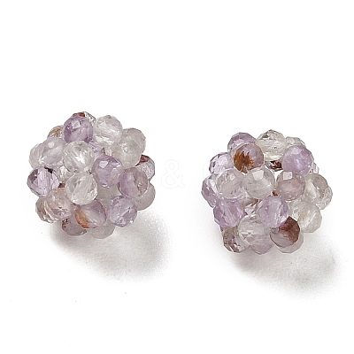 Natural Purple Phantom Quartz Purple Lodolite Quartz Woven Beads GG-CBA2E9C-F27-02-1