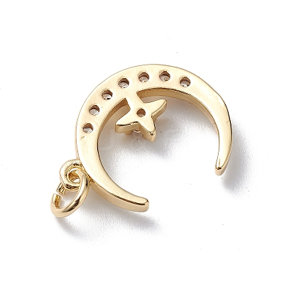 Brass Micro Pave Cubic Zirconia Pendants KK-E003-17G-1