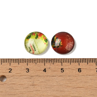 Christmas Ornaments Half Round/Dome Christmas Photo Glass Cabochons GGLA-A002-14mm-KK-1