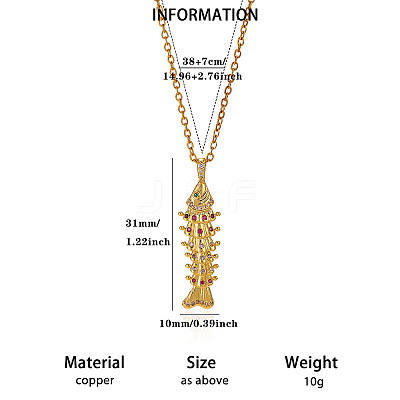 Ocean Brass Rhinestone Pendant 304 Stainless Steel Chain Necklaces for Women WG20590-04-1