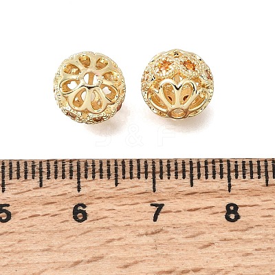 Brass Micro Pave Clear Cubic Zirconia Beads KK-C258-07LG-1