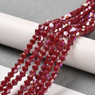 Opaque Solid Color Electroplate Glass Beads Strands GLAA-F029-P4mm-A01-1