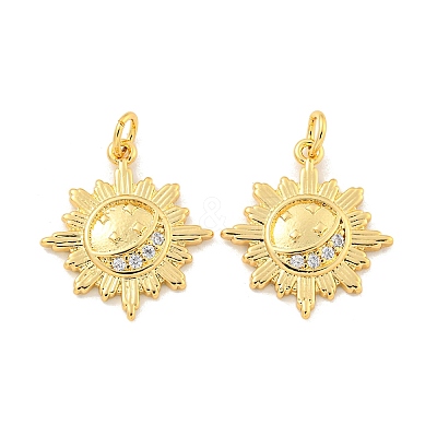Rack Plating Brass Micro Pave Cubic Zirconia Pendants KK-C059-02G-1