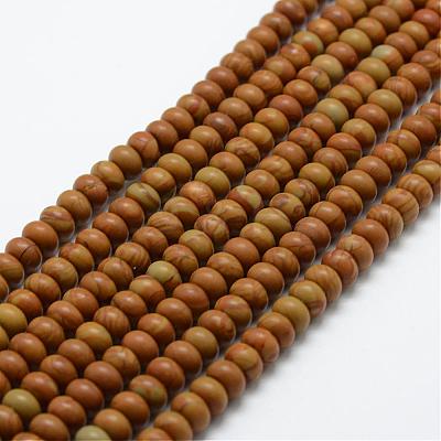 Natural Wood Lace Stone Wooden Jasper Beads Strands G-G665-15-6x4mm-1