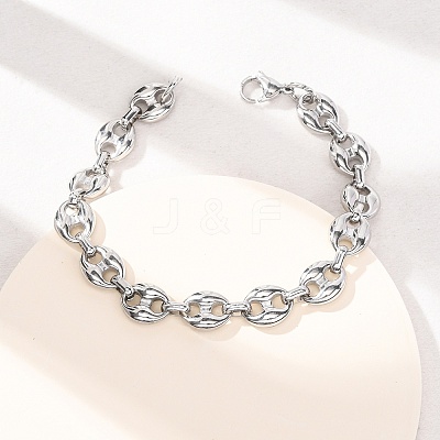 304 Stainless Steel Coffee Bean Link Chain Bracelets for Women Men LS-BJEW-F529-10A-P-1