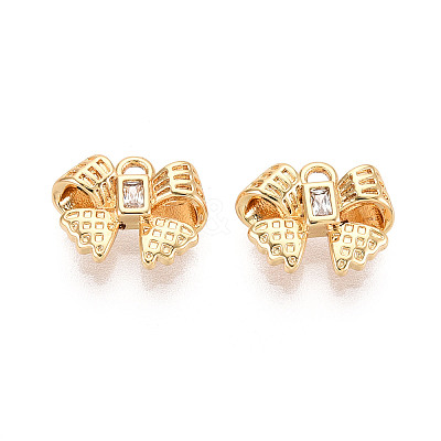 Brass Pave Clear Cubic Zirconia Pendants KK-T074-104G-1
